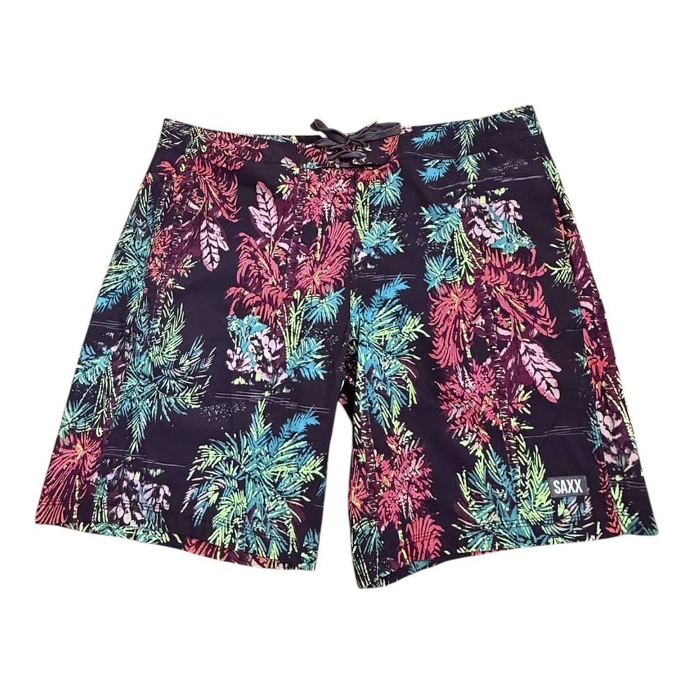 SAXX Betawave 2 in 1 Lined Board Shorts Swim Trunks 9" Tropical Print size 36